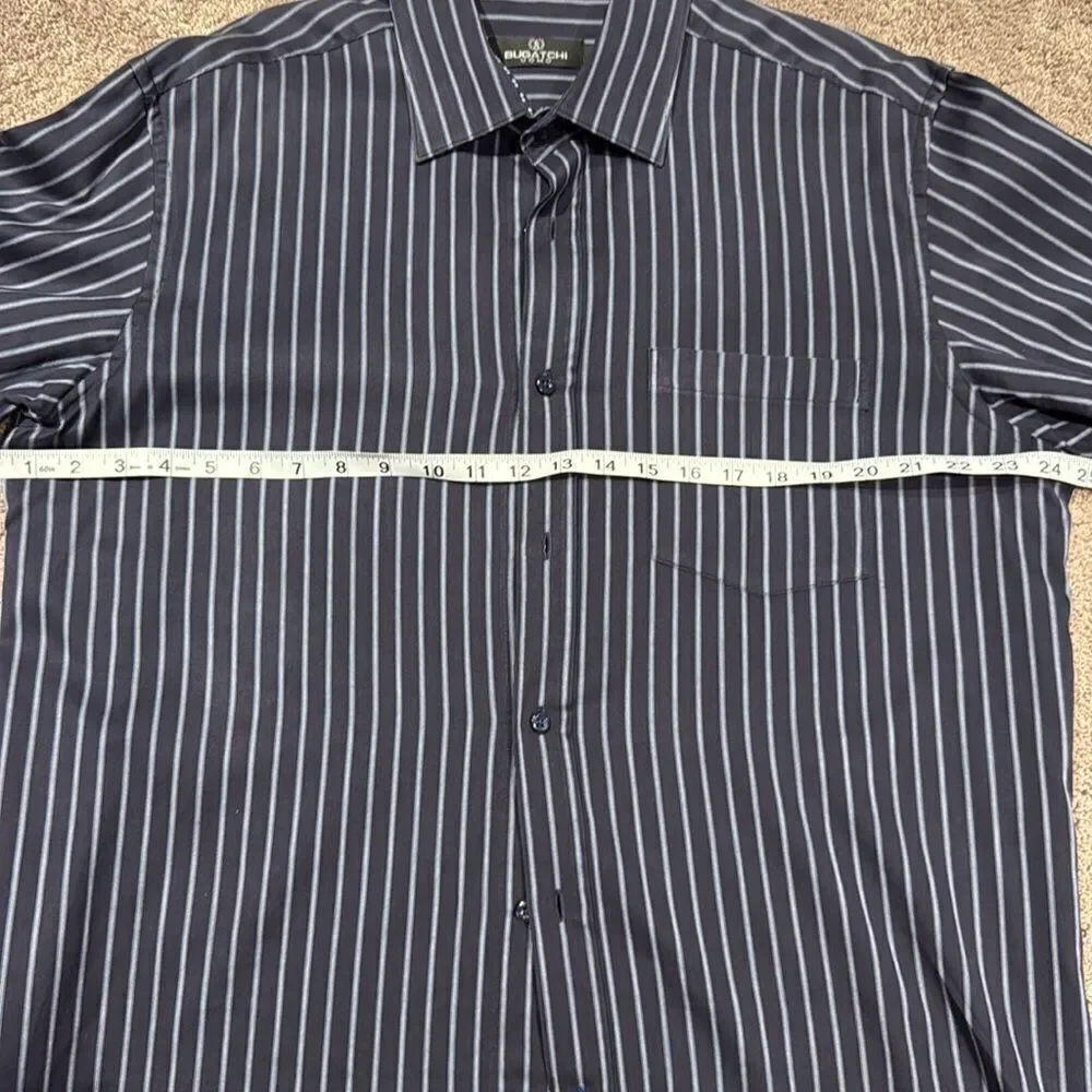 BUGATCHI Uomo size Xl dress shirt - check out the sleeve cuff design! Navy blue